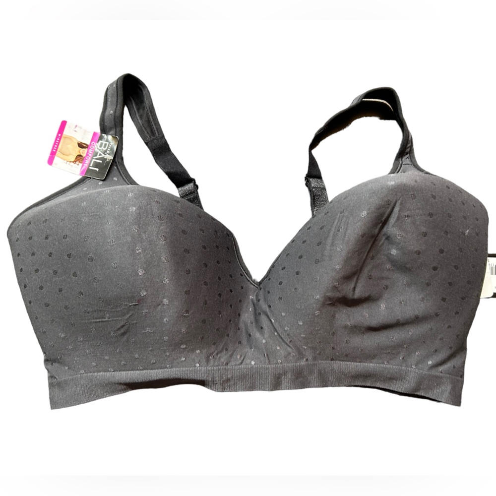 BALI ALL AROUND COMFORT WIREFREE 42DD Black with small black polka dots NWT